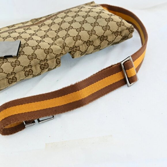 AUTHENTIC GUCCI GG Canvas Waist bag Beige Yellow bsj580-110825 - Picture 3 of 16